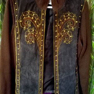 Bob Mackie Wearable Art Woman's Brown Suade Jacket